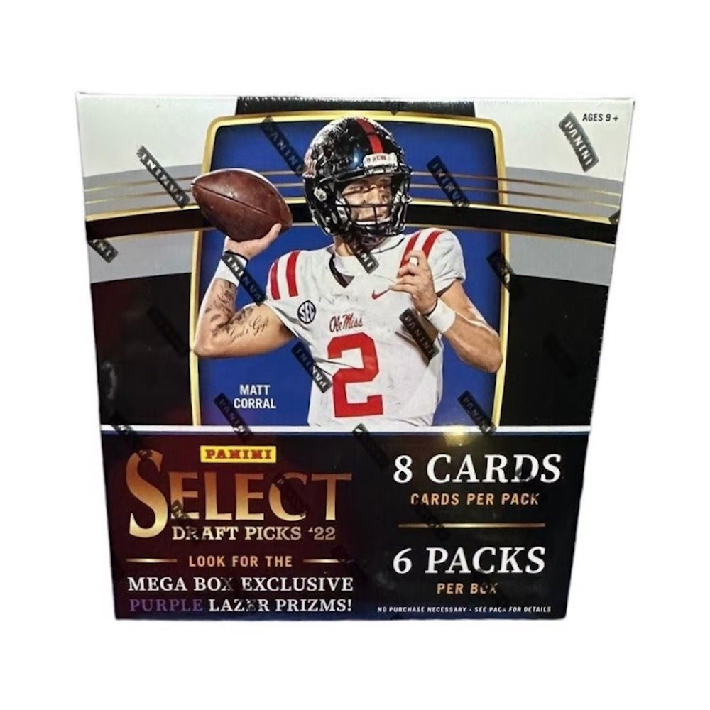 2022 Panini Select Draft Picks Football Mega Box (Purple Lazer Prizms