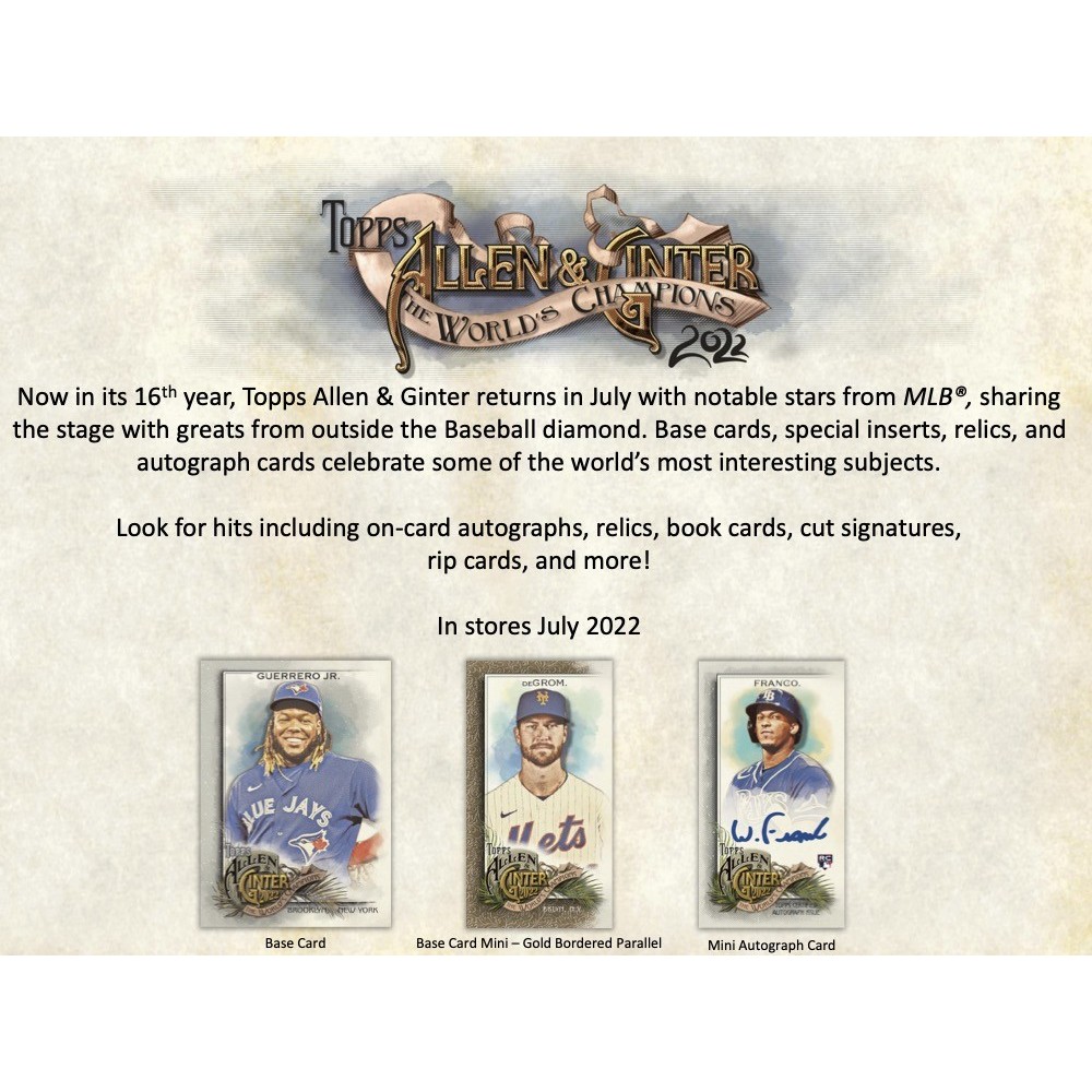 2022 Topps Allen & Ginter Baseball 24Pack Retail Box Steel City