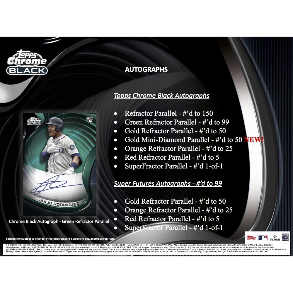 2022 Topps Chrome Black Baseball Hobby Box | Steel City