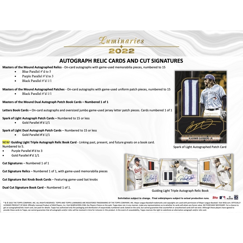 2022 Topps Luminaries Baseball Hobby Box | Steel City Collectibles