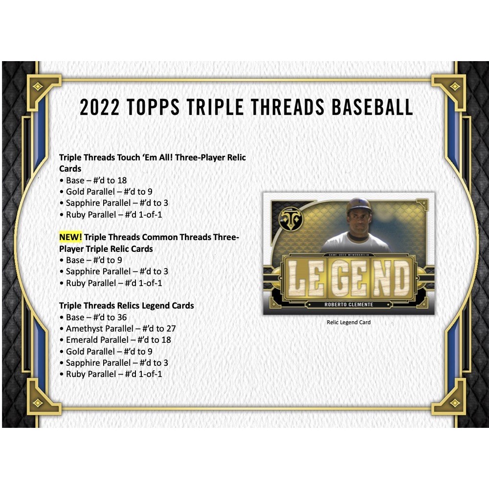 2022 Topps Triple Threads Baseball Hobby Box