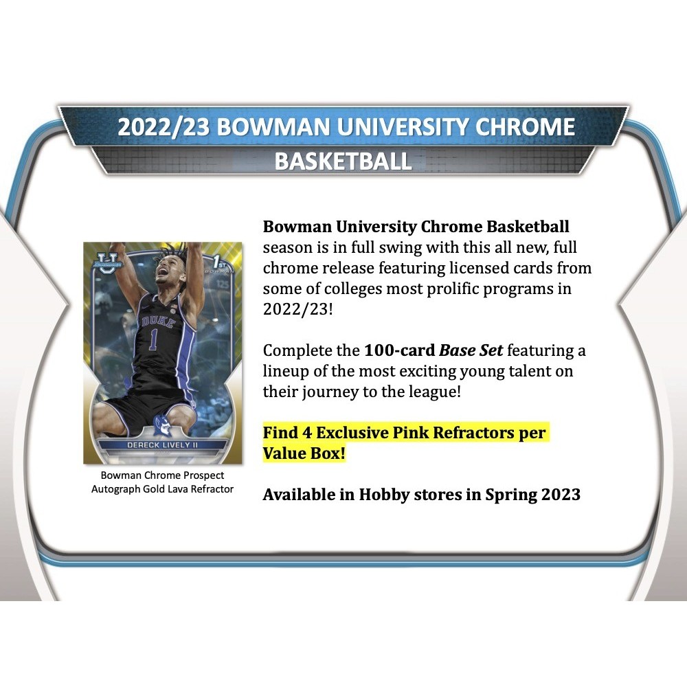 202223 Bowman University Chrome Basketball 7Pack Blaster 40Box Case