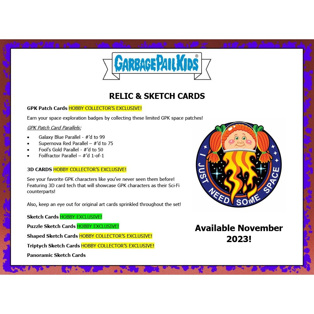 2023 Garbage Pail Kids Intergoolactic Mayhem Puzzle Back Pick Card Set - Topps