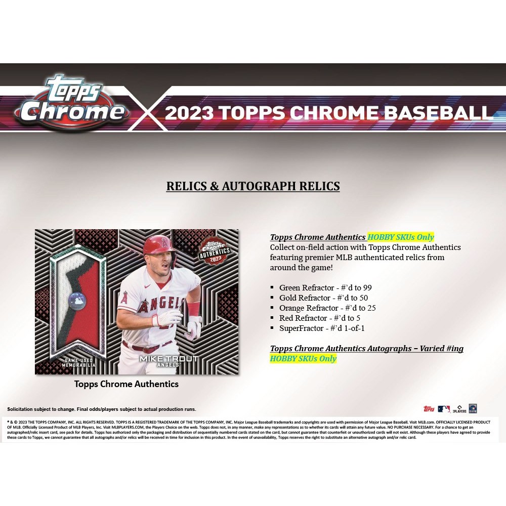 【2BOXセット！】2023 Topps Chrome Baseball 2023 Topps Chrome Baseball Hobby Box | Steel City Collectibles