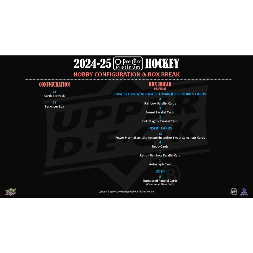 2024-25 Upper Deck O-Pee-Chee Platinum Hockey Hobby Box