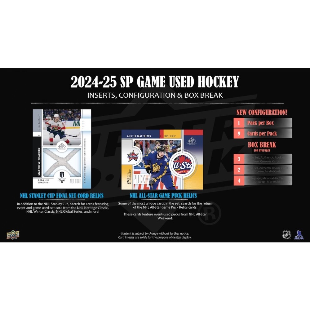 2024-25 Upper Deck SP Game Used Hockey Hobby Box | Steel