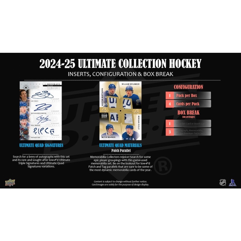 2024-25 Upper Deck Ultimate Collection Hockey 16-Box Case | Steel