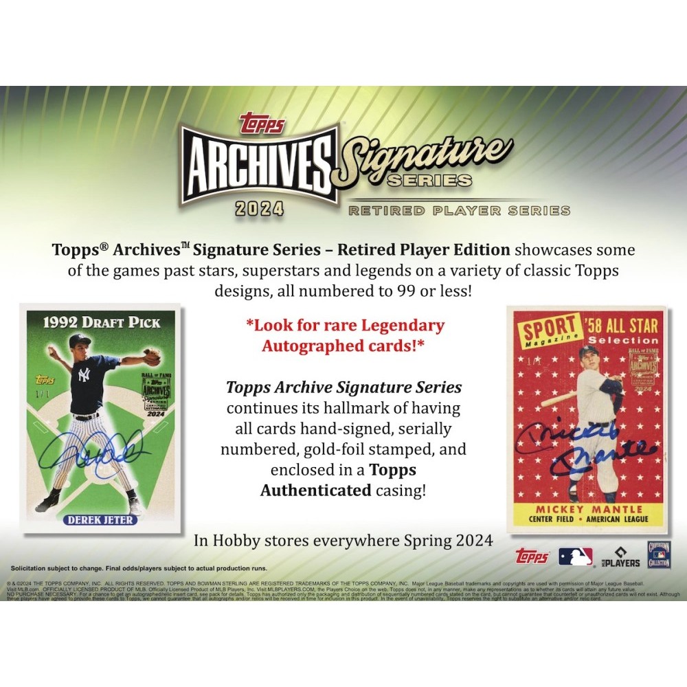 2024 Topps Archives Signature Series Retired Players Edition Baseball Hobby 20-Box Case | Steel City Collectibles 2024 Topps Archives Signature Series Retired Players Edition Baseball Hobby 20-Box Case | Steel City Collectibles