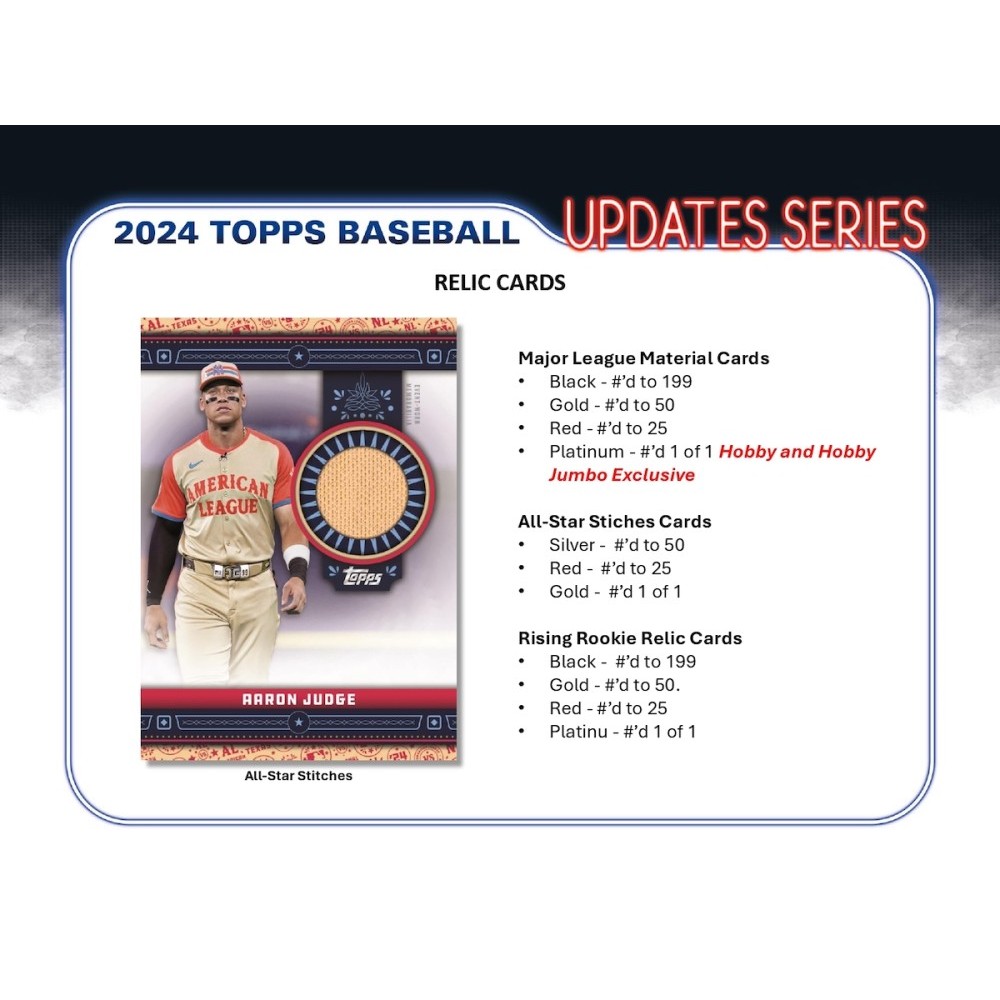 topps mlb 2024 update jumbo 未開封１箱 2024 Topps Update Series Baseball Hobby Jumbo Box | Steel