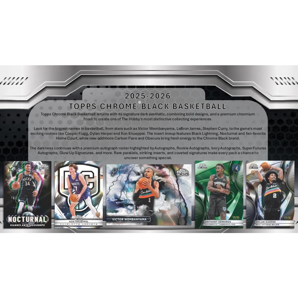 2025-26 Topps Chrome Black Basketball Hobby Box | Steel City