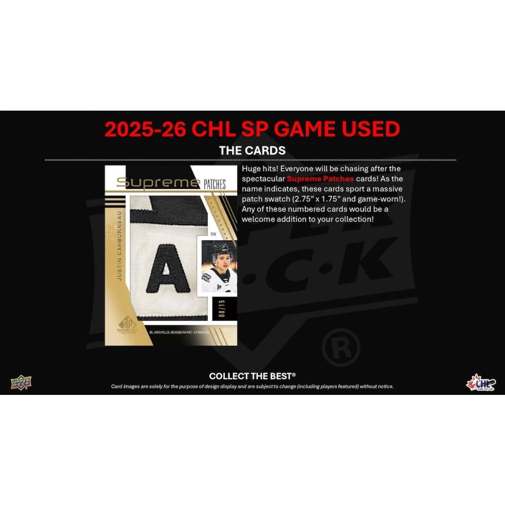 2025-26 Upper Deck CHL SP Game Used Hockey Hobby Box | Steel City