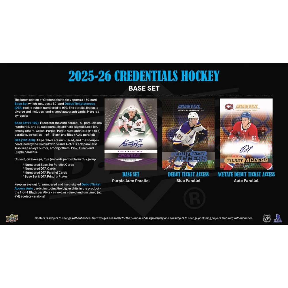 2025-26 Upper Deck Credentials Hockey Hobby Box | Steel City