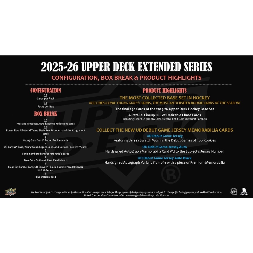 2025-26 Upper Deck Extended Series Hockey Hobby Box | Steel City