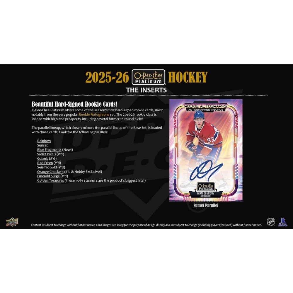2025-26 Upper Deck O-Pee-Chee Platinum Hockey Hobby 8-Box Case