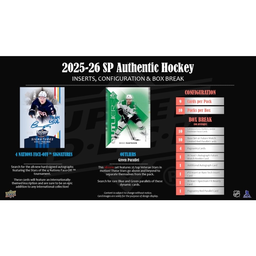 2025-26 Upper Deck SP Authentic Hockey Hobby Box | Steel City
