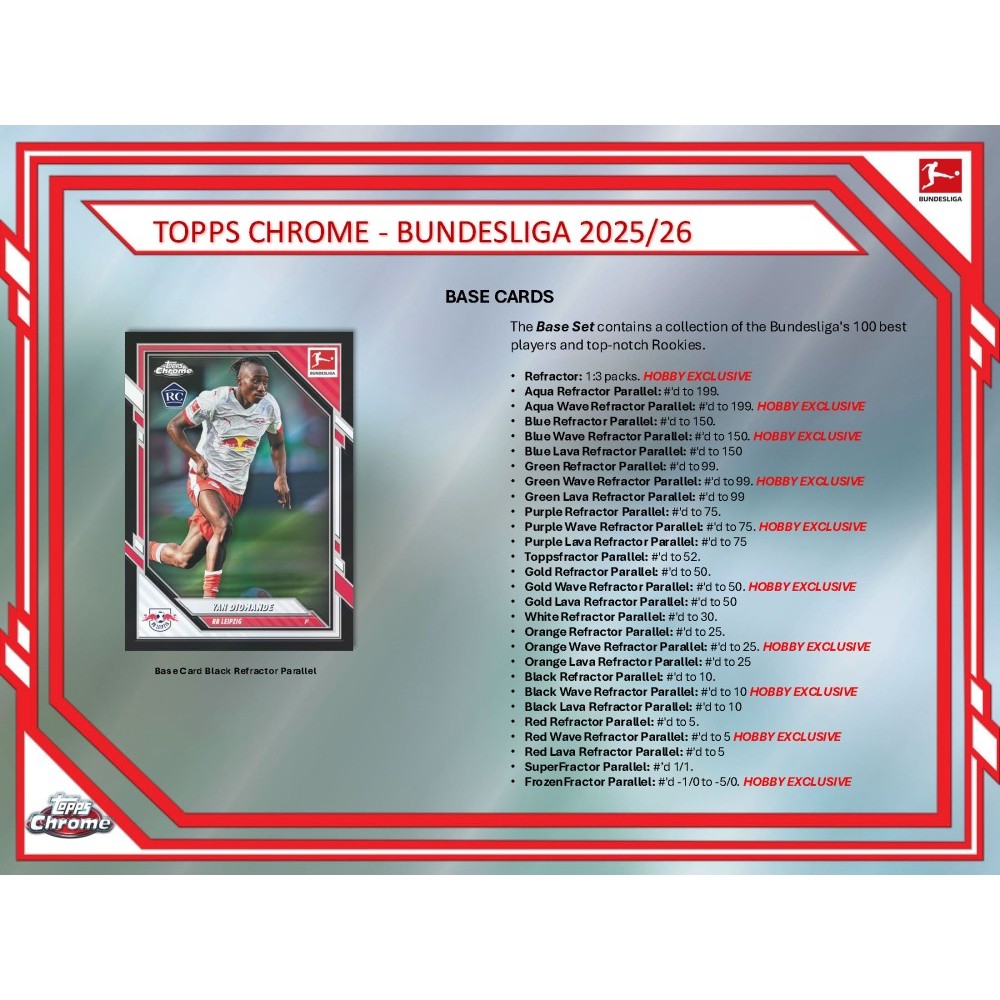 2025-26 Topps Chrome Bundesliga Soccer Hobby Box | Steel City