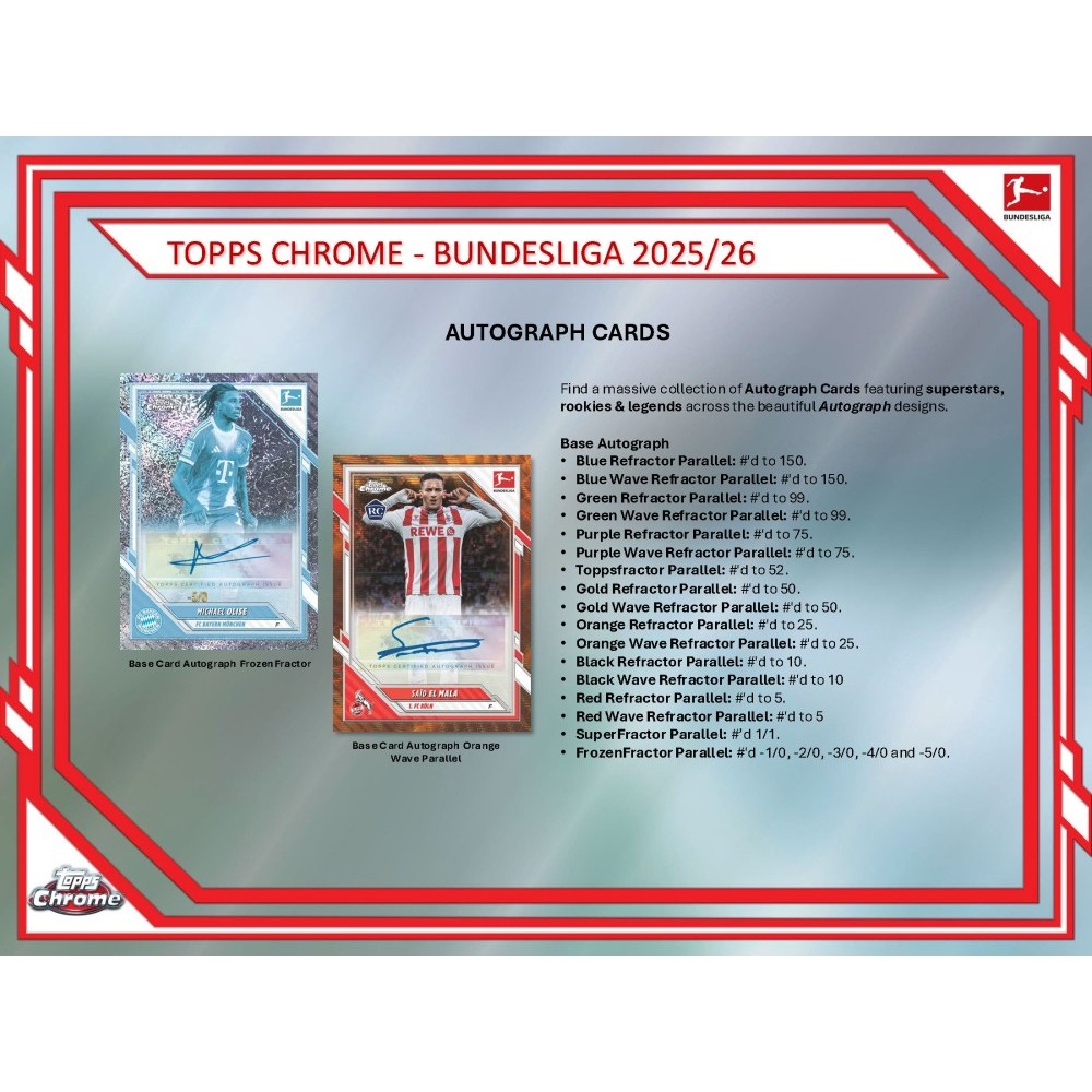 2025-26 Topps Chrome Bundesliga Soccer Hobby Box | Steel City