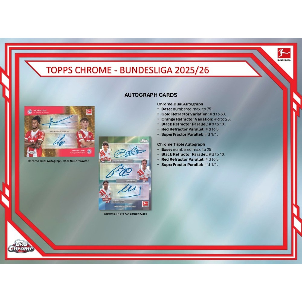 2025-26 Topps Chrome Bundesliga Soccer Hobby Box | Steel City