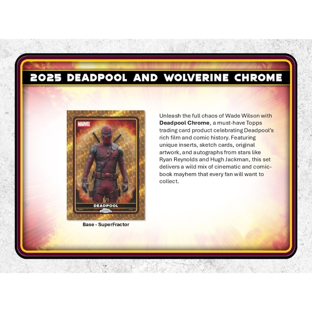 2025 Topps Chrome Deadpool Hobby 12-Box Case | Steel City Collectibles