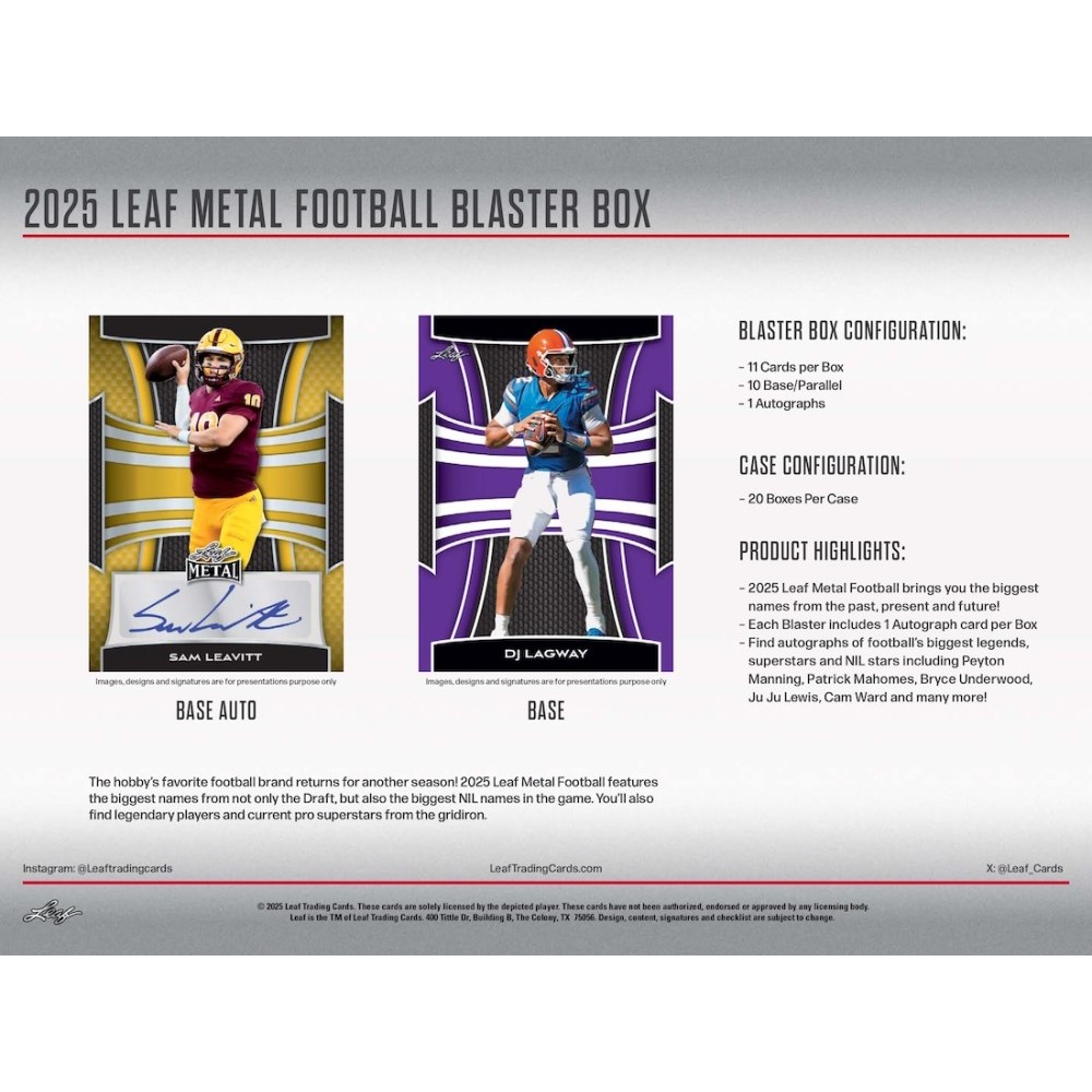 2025 Leaf Metal Football Blaster Box | Steel City Collectibles