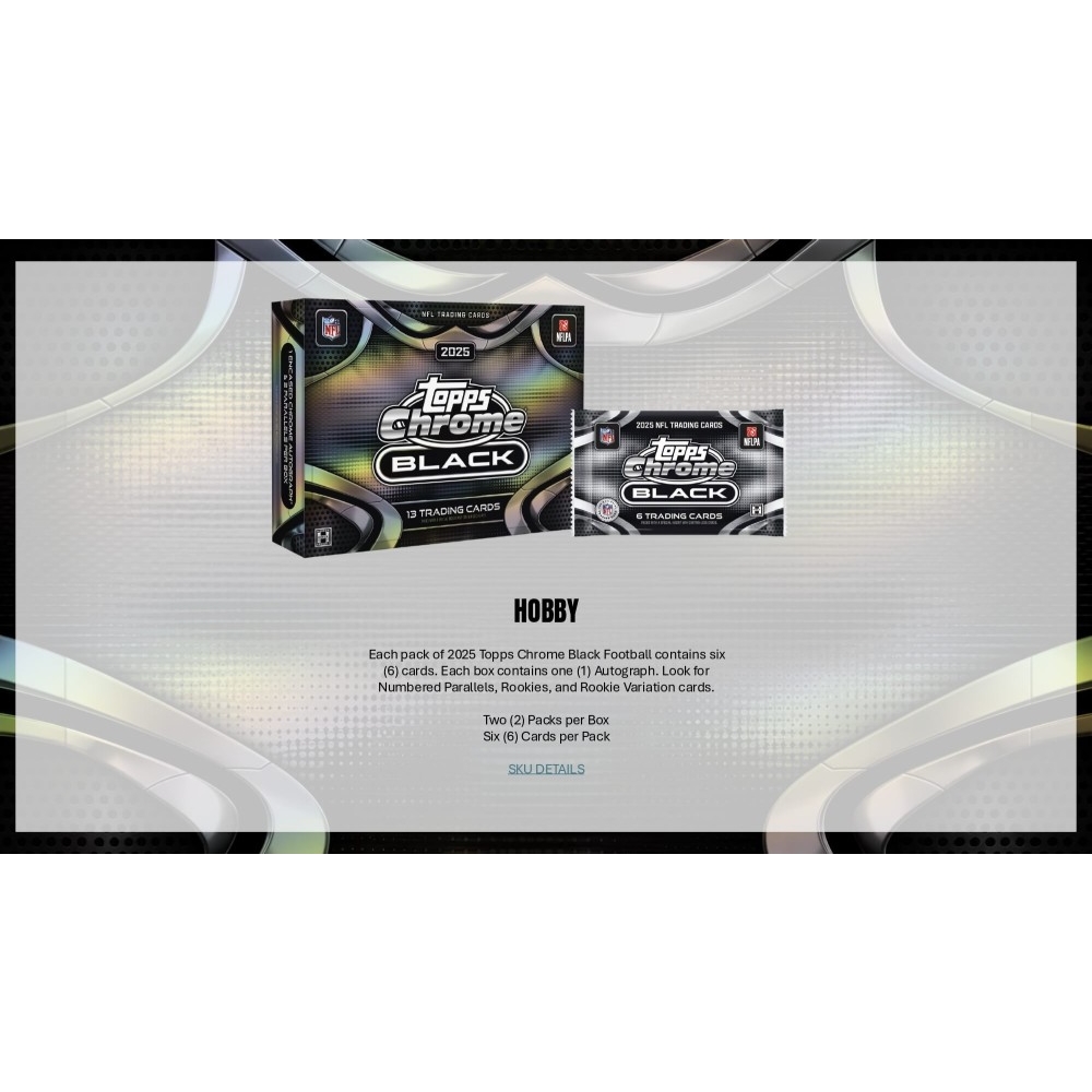 2025 Topps Chrome Black Football Hobby Box | Steel City Collectibles
