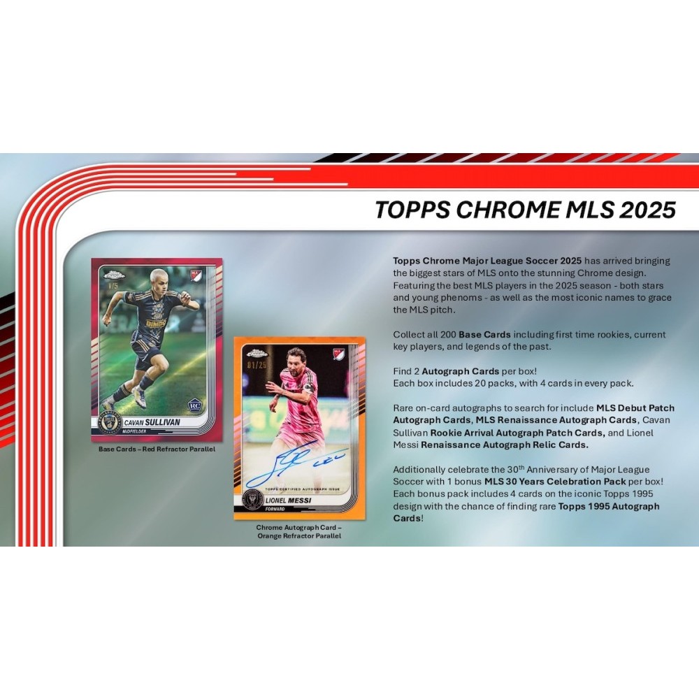 2025 Topps Chrome MLS Soccer Hobby Box | Steel City Collectibles
