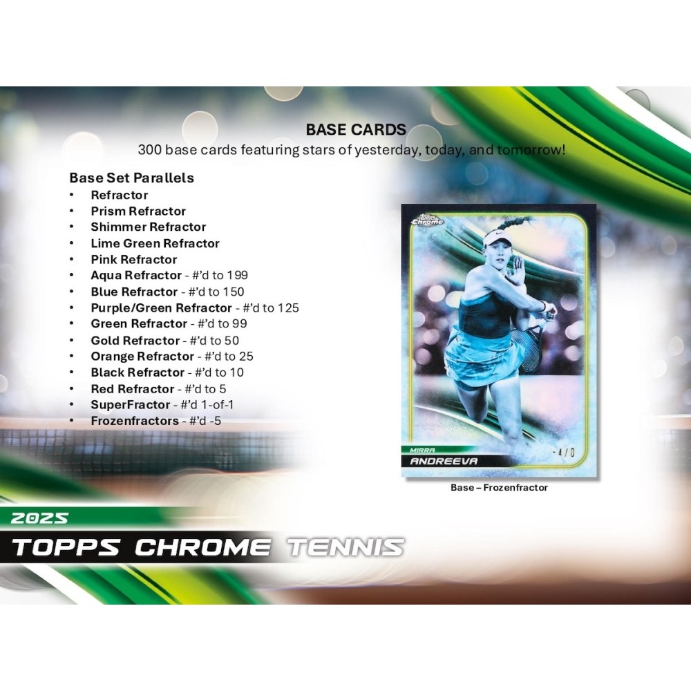 2025 Topps Chrome Tennis Hobby 12-Box Case | Steel City Collectibles