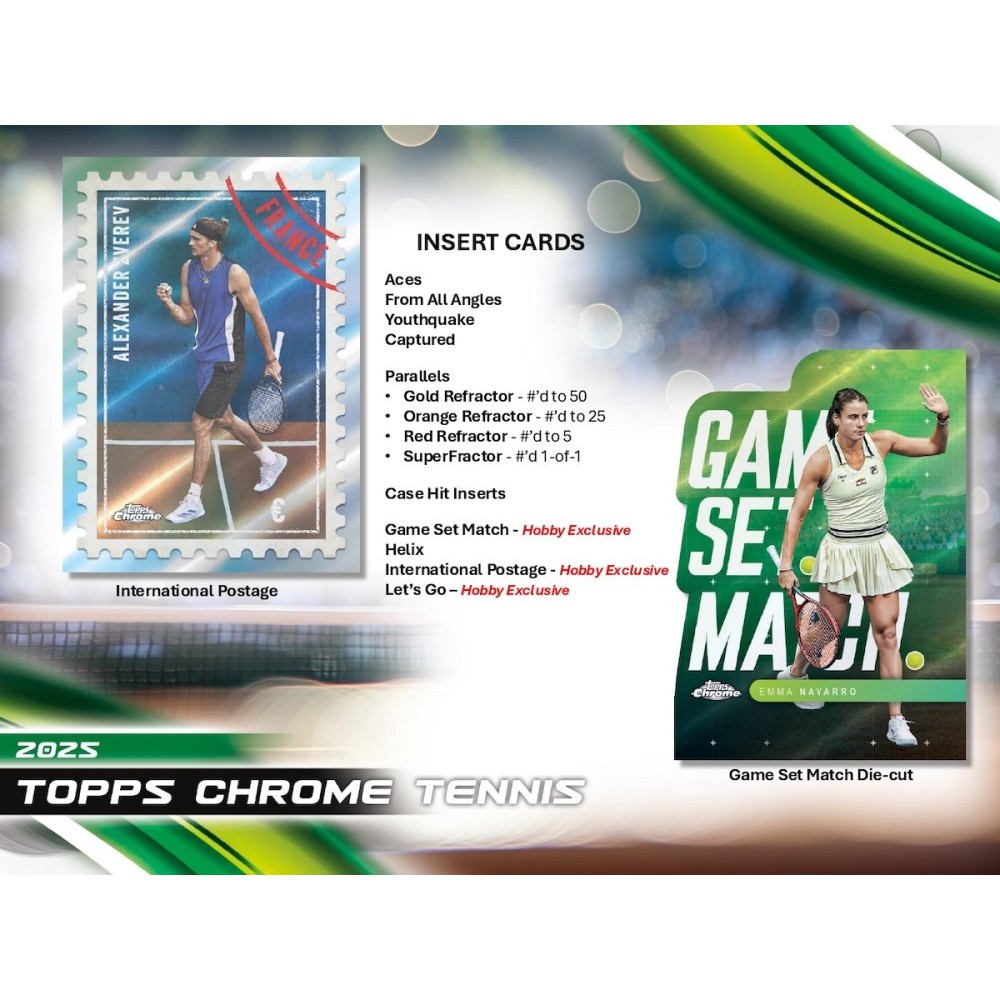 2025 Topps Chrome Tennis Hobby 12-Box Case | Steel City Collectibles