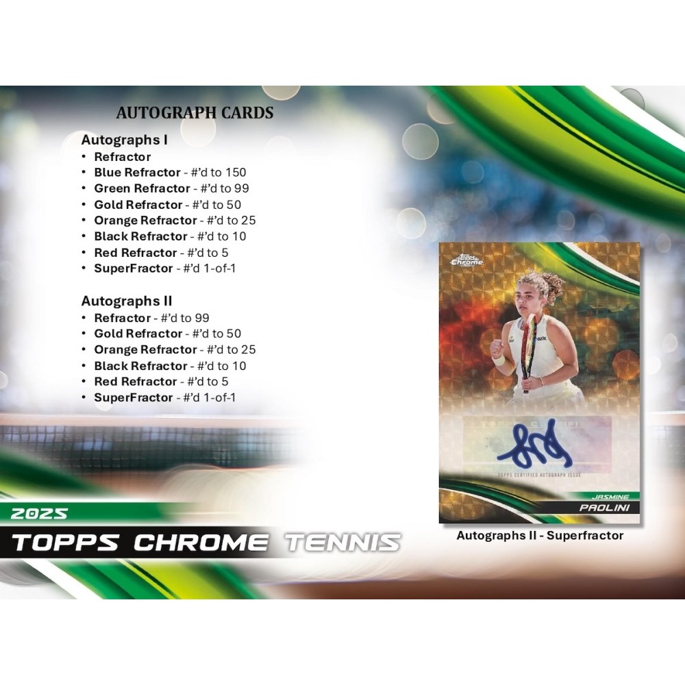 2025 Topps Chrome Tennis Hobby 12-Box Case | Steel City Collectibles