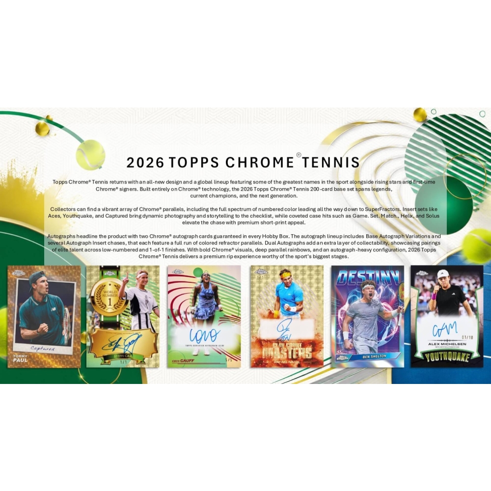 2026 Topps Chrome Tennis Delight 6-Box Case | Steel City Collectibles