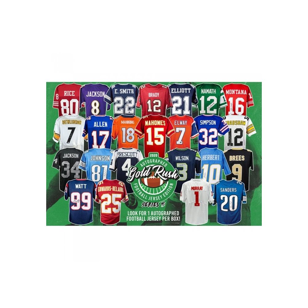 2020 Gold Rush Autographed Football Jersey Edition Series 5 6-Box Case  Random Letter Group Break #1