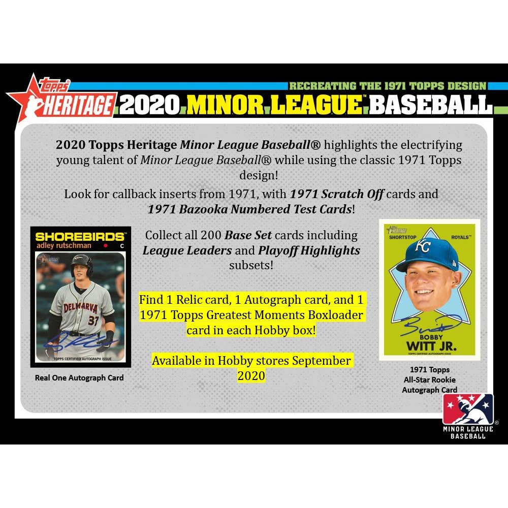 2020 Topps Heritage Minor League Baseball Hobby Box Steel City Collectibles