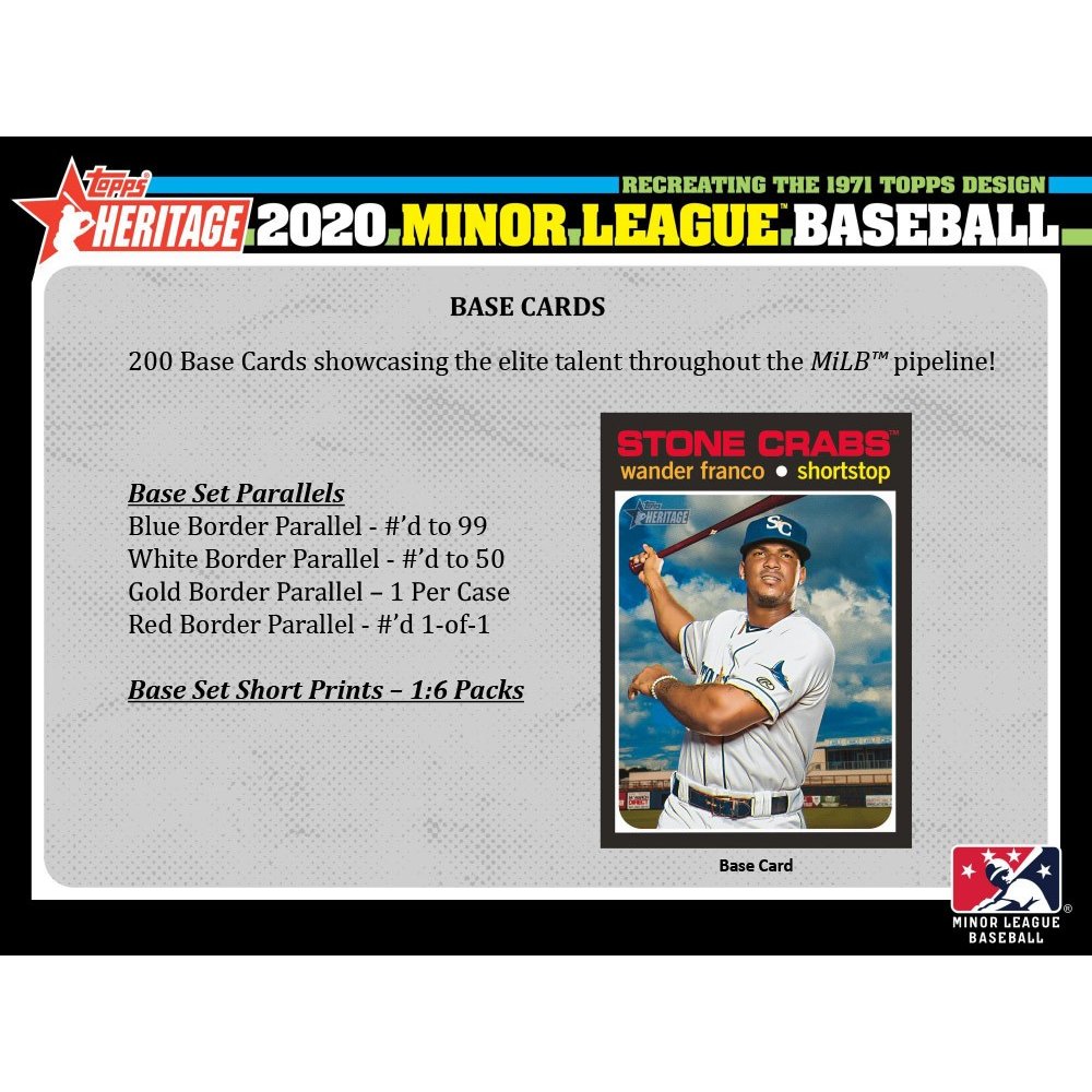 2020 Topps Heritage Minor League Baseball Hobby Box Steel City Collectibles