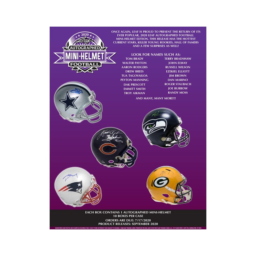 2020 Leaf Autographed Football MiniHelmet Box Steel City Collectibles