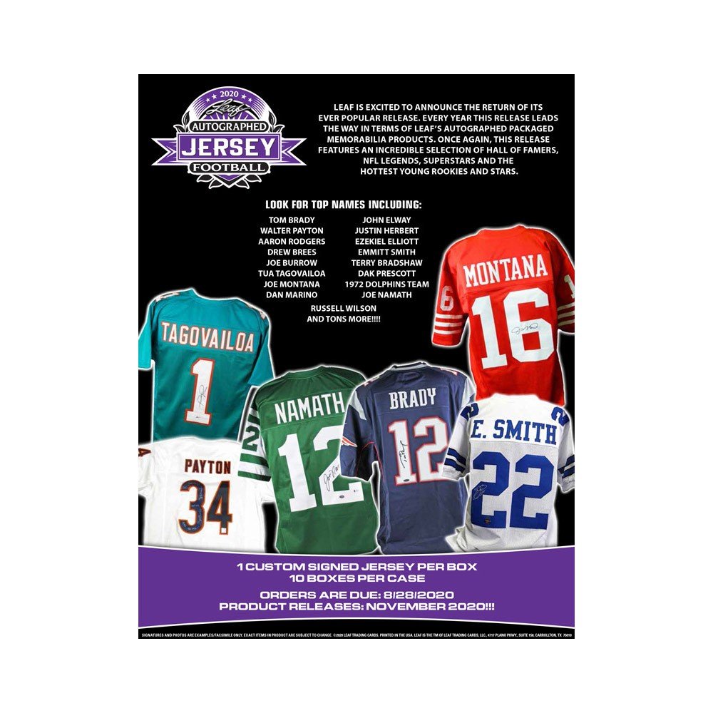 2018 leaf autographed football jersey