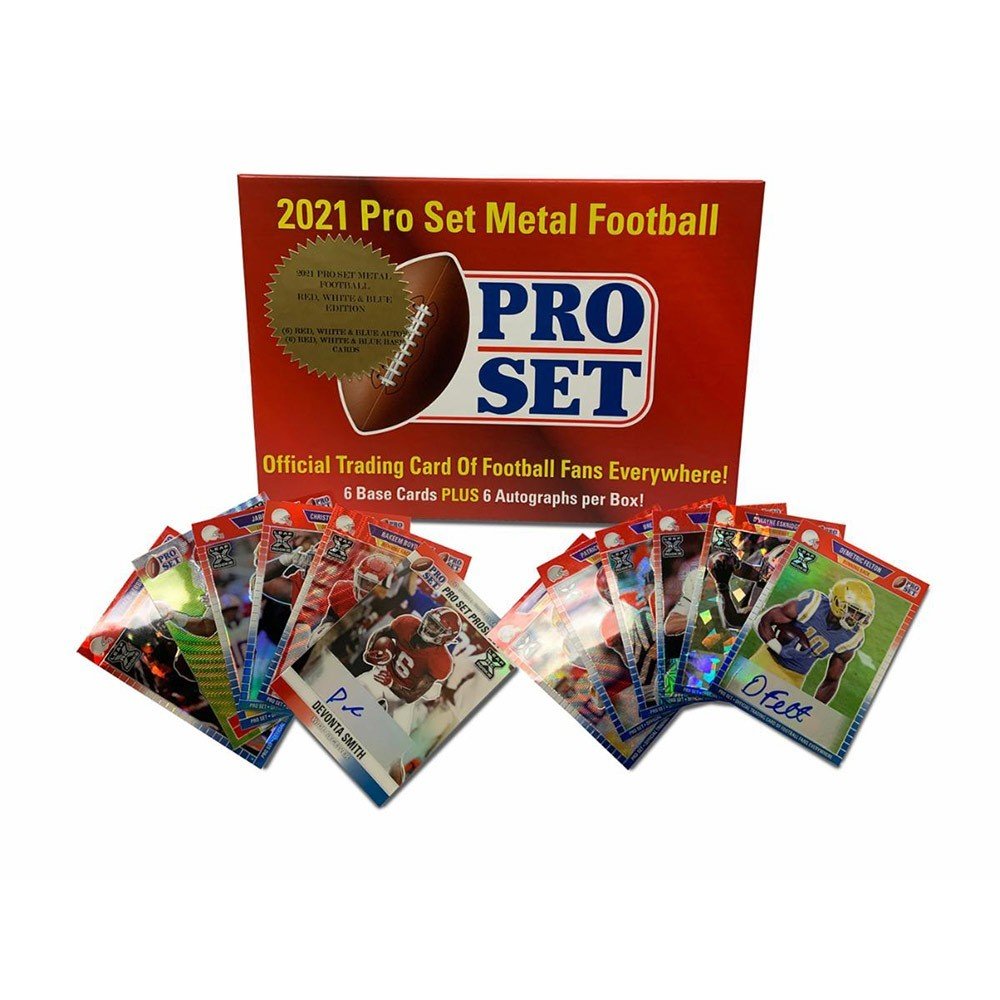 2021 Pro Set Metal Red, White, Blue Football Box Random 2Card Group
