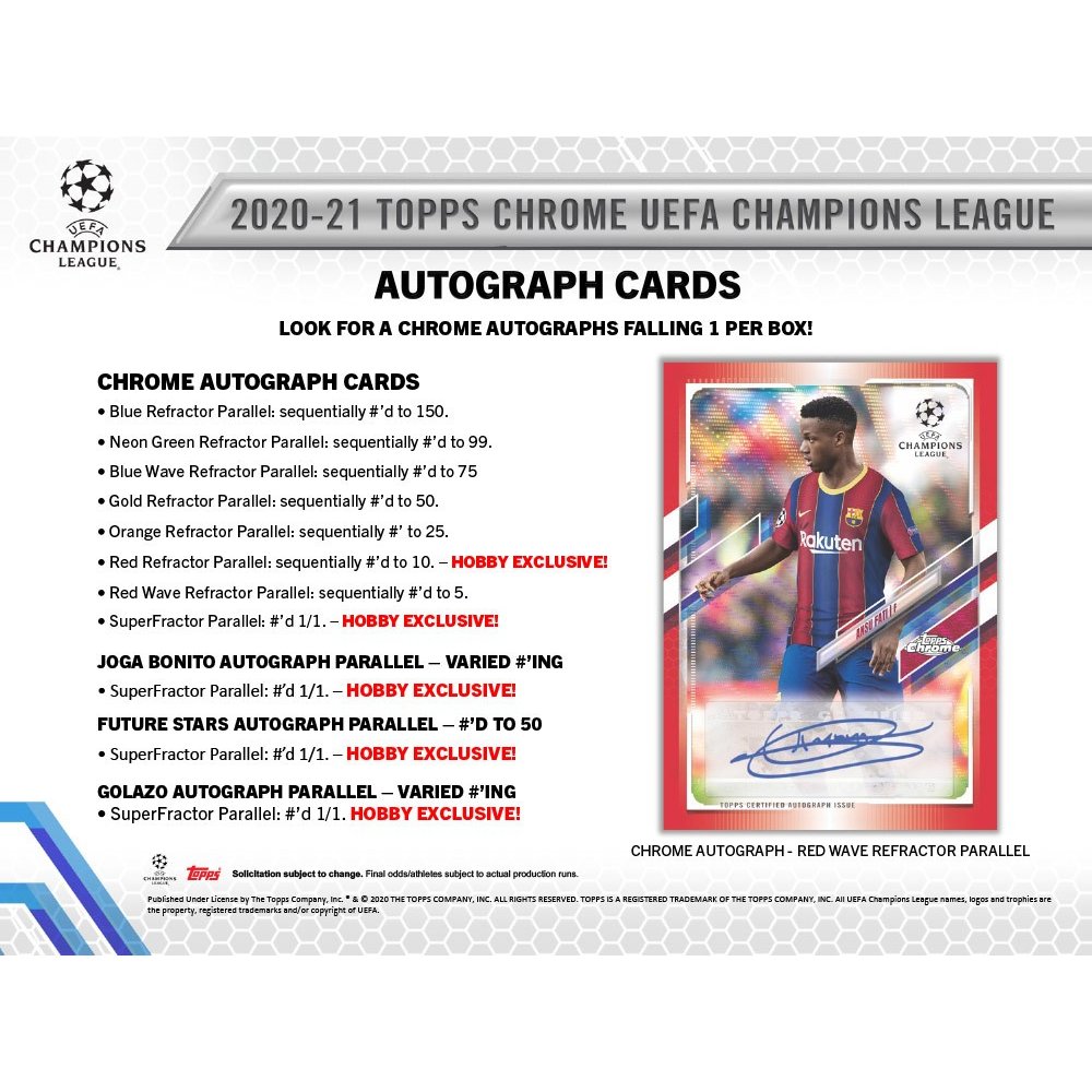 2020-21 SOCCER - TOPPS CHROME UEFA CHAMPIONS LEAGUE (P4/B18/C12)