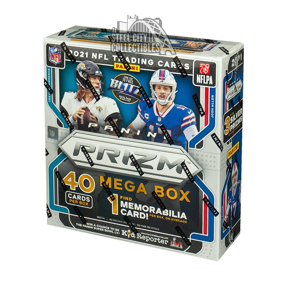 2021 Panini Prizm Football 40Card Mega Box (Neon Green Pulsar) Steel