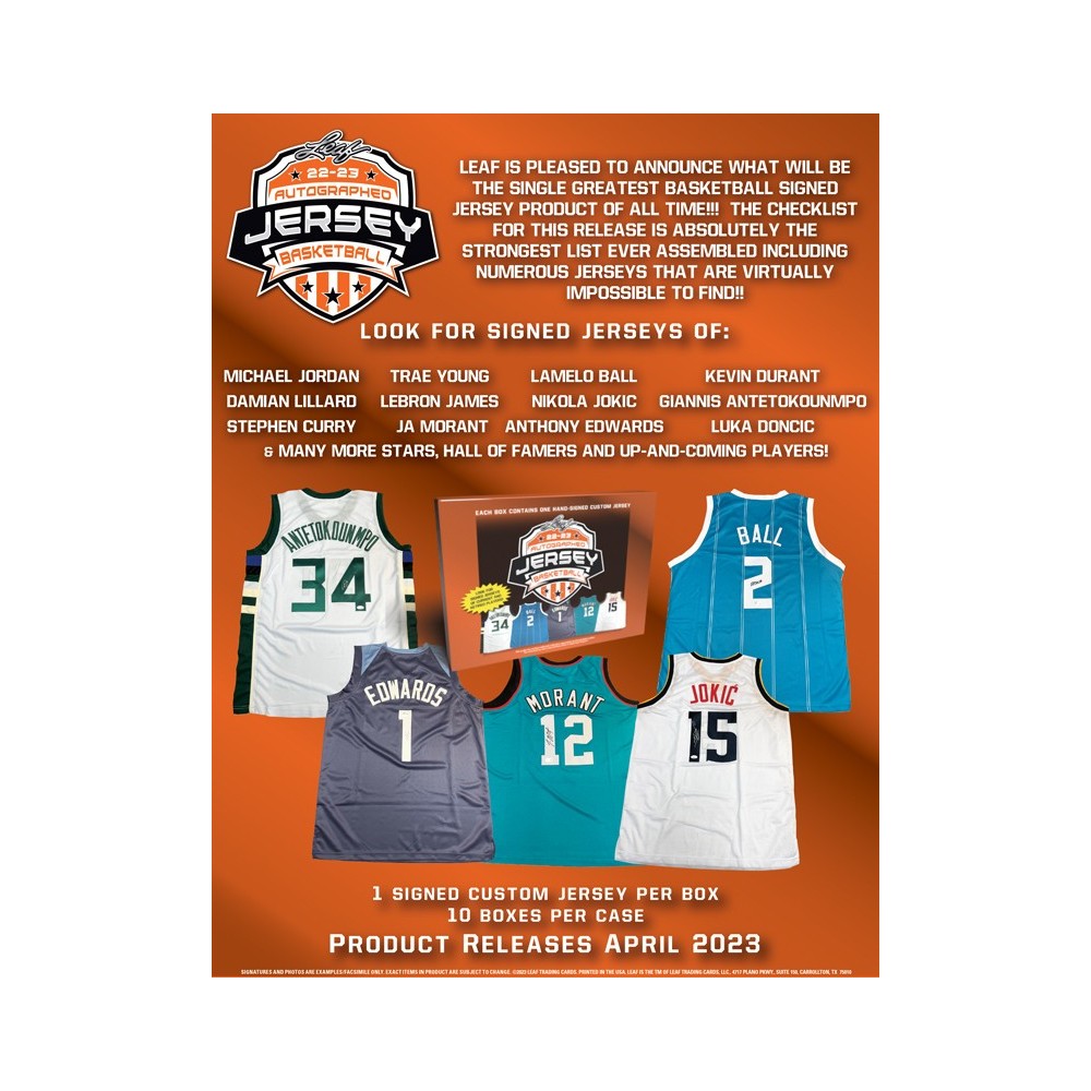 2022-23 Leaf Autographed Basketball Jersey Box