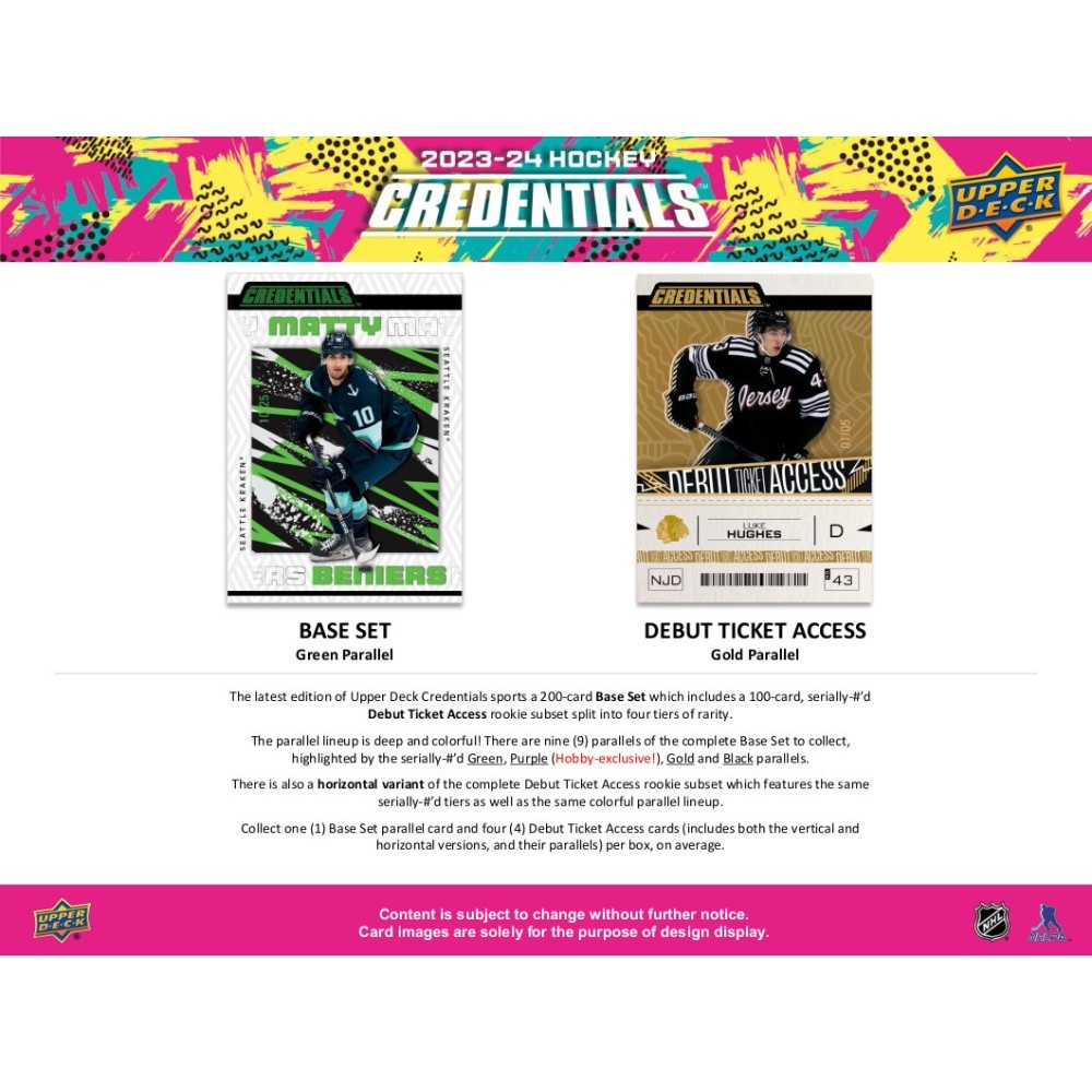 2023-24 Upper Deck Credentials Hockey Hobby Box | Steel City