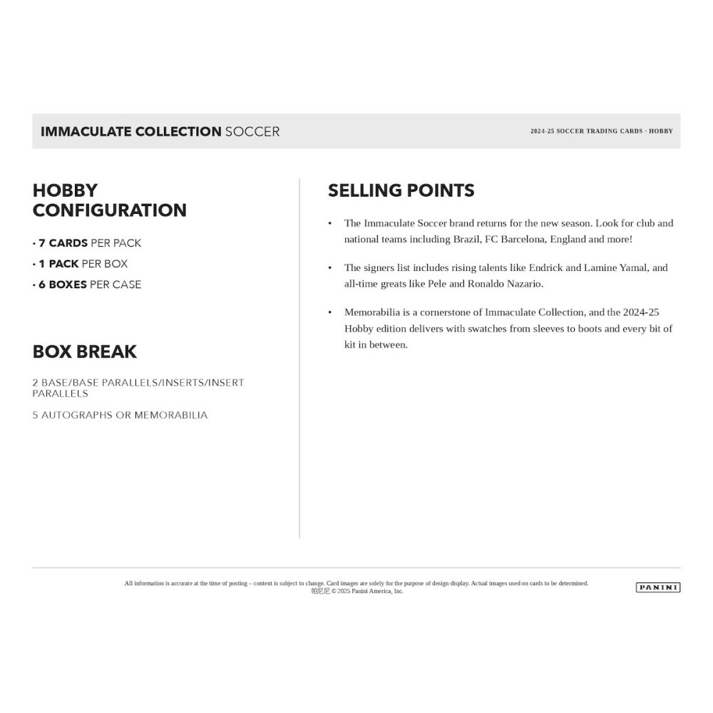 2024-25 Panini Immaculate Soccer Hobby Box | Steel City