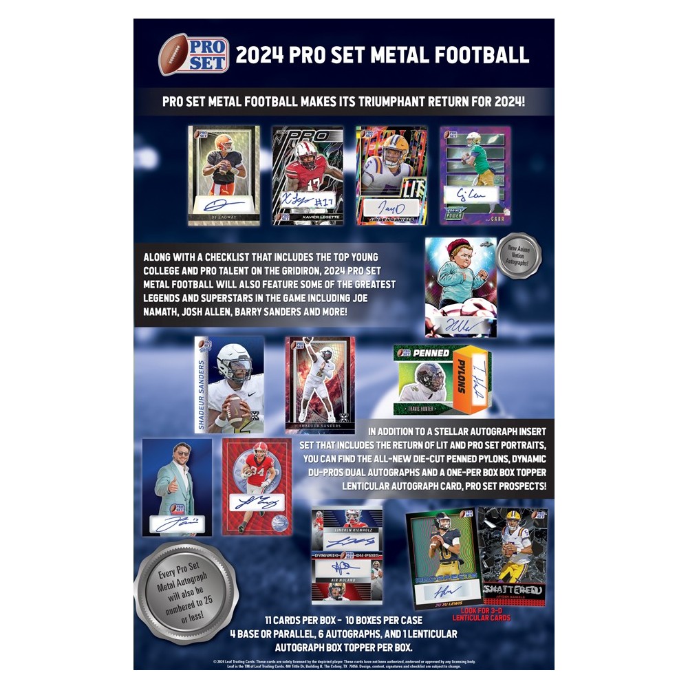 2024 Leaf Pro Set Metal Football Hobby 10Box Case Steel City
