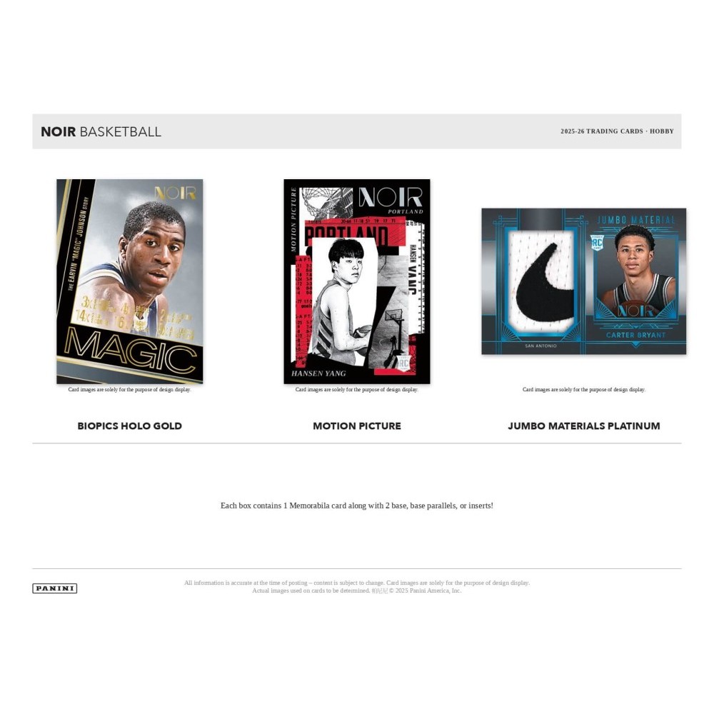 2025-26 Panini Noir Basketball Hobby Box | Steel City Collectibles