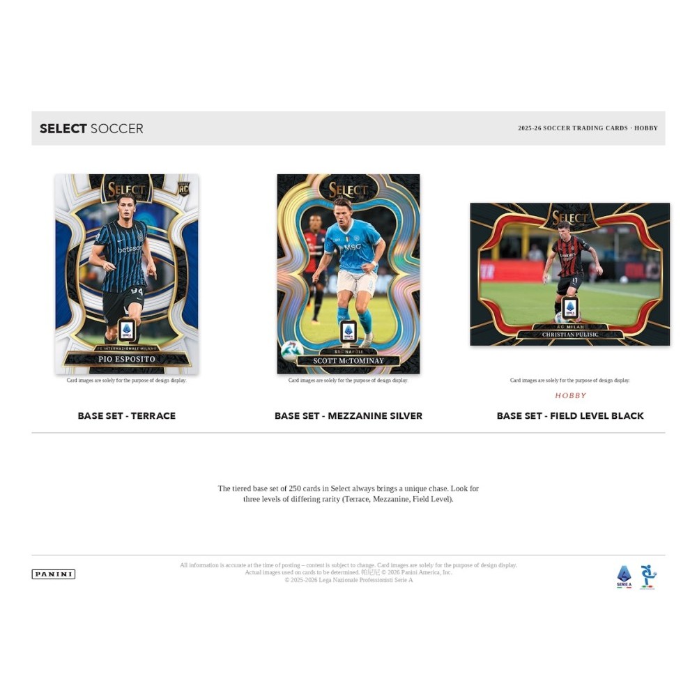 2025-26 Panini Select Serie A Soccer Hobby Box | Steel City