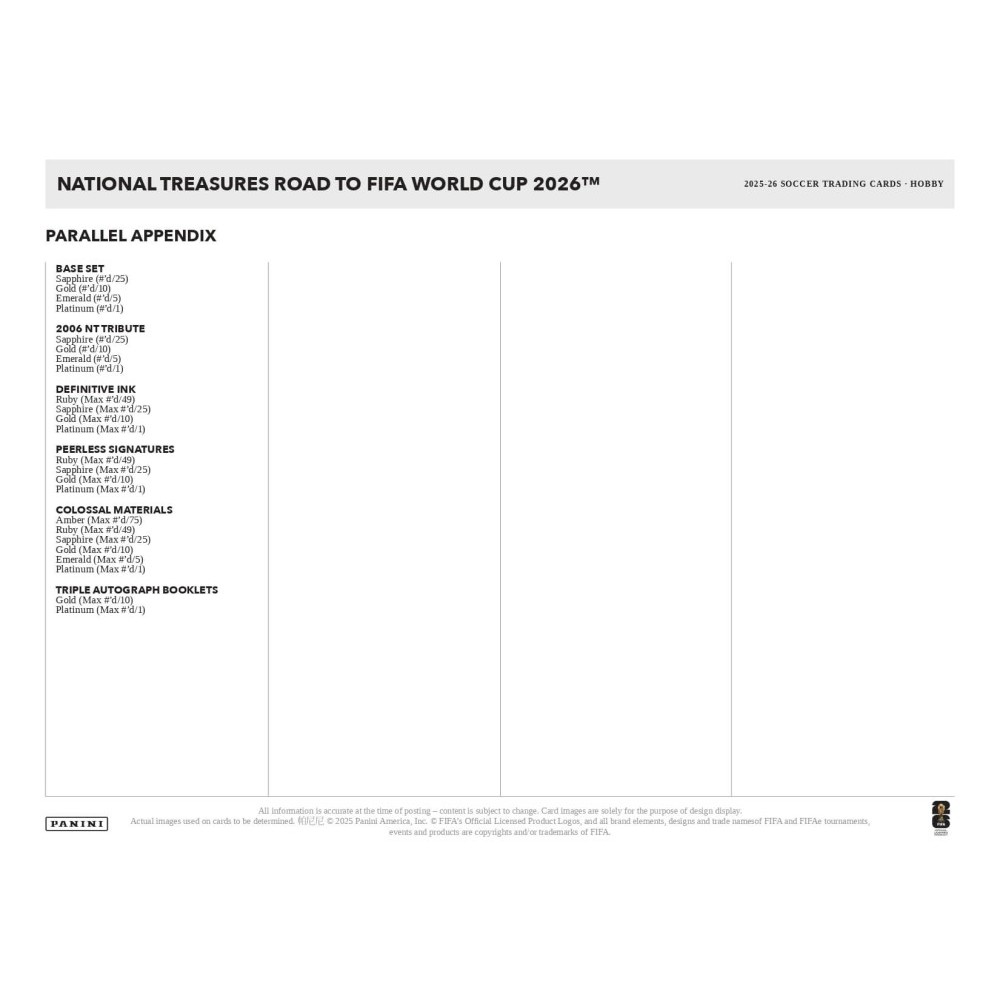 2025-26 Panini National Treasures FIFA Road to World Cup Soccer