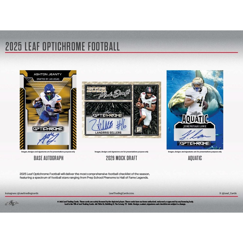 2025 Leaf Optichrome Football Jumbo Hobby Box | Steel City