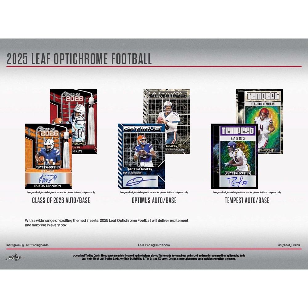 2025 Leaf Optichrome Football Jumbo Hobby Box | Steel City