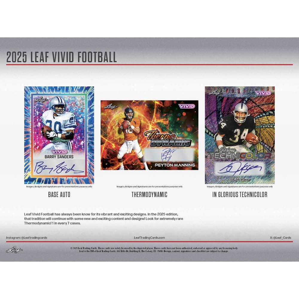 2025 Leaf Vivid Football Jumbo Hobby 8-Box Case | Steel City