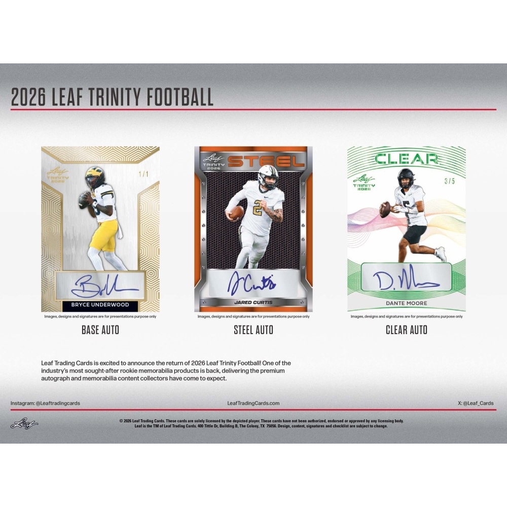 2026 Leaf Trinity Football Jumbo 8-Box Case | Steel City Collectibles