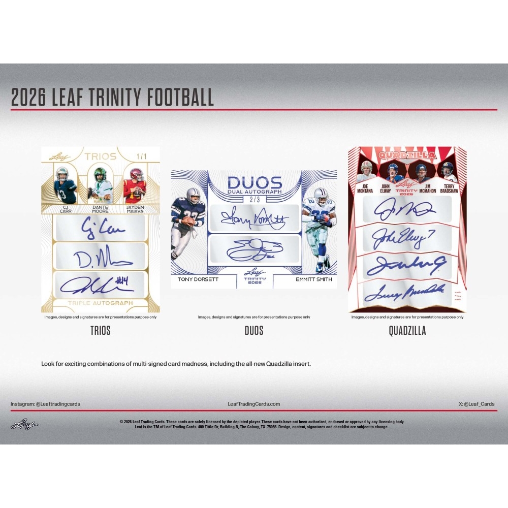 2026 Leaf Trinity Football Jumbo Box | Steel City Collectibles